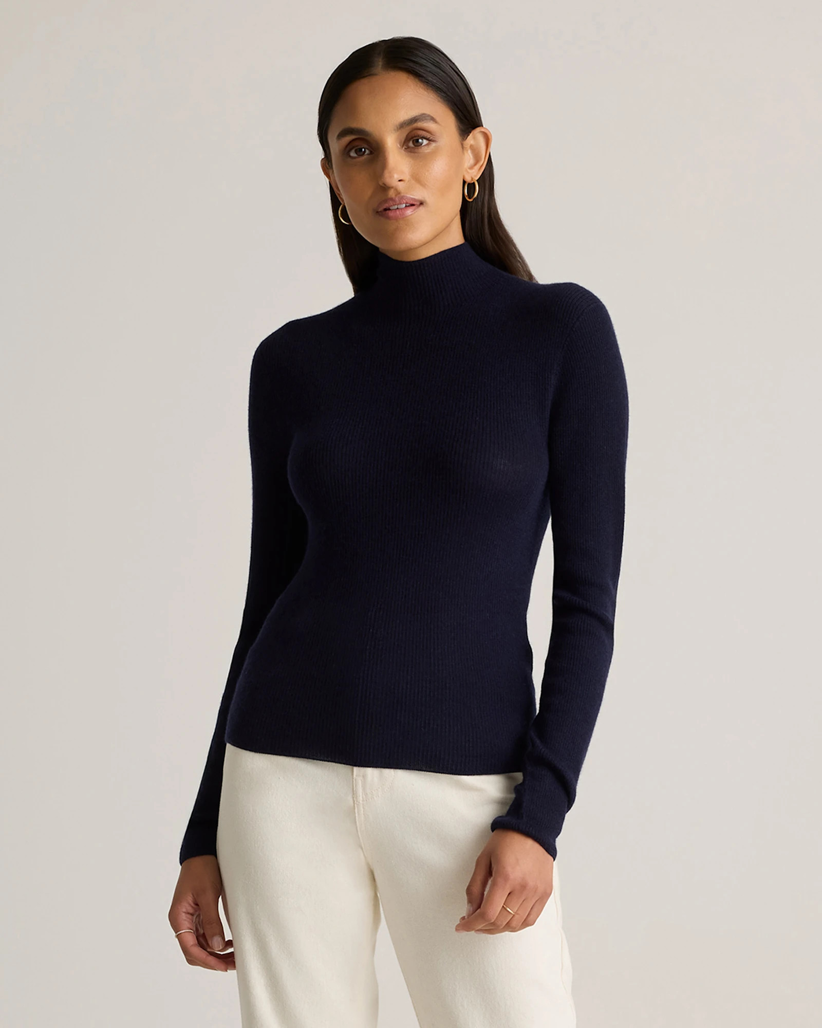 Featherweight Cashmere Ribbed Mockneck Sweater | Quince