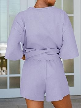 Tankaneo Womens Pajama Sets 3/4 Sleeve Oversized Tops and Elastic Waist Shorts Lounge Sets Lounge... | Amazon (US)