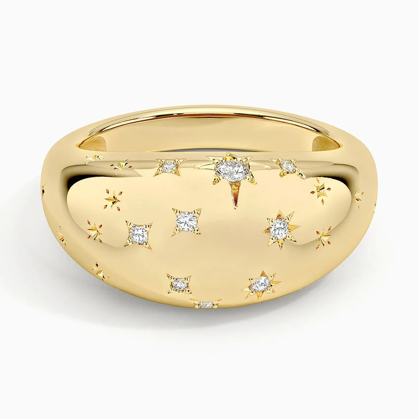 14K Yellow Gold Libra Zodiac Constellation Diamond Dome Ring | Brilliant Earth