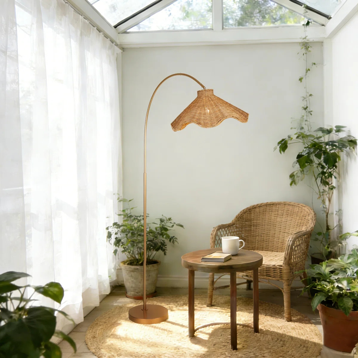 Millerville 70.5" Rattan Arched Floor Lamp | Wayfair North America