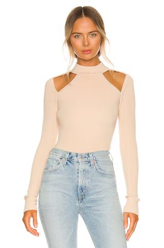 NBD Rachel Cold Shoulder Sweater in Oatmeal from Revolve.com | Revolve Clothing (Global)