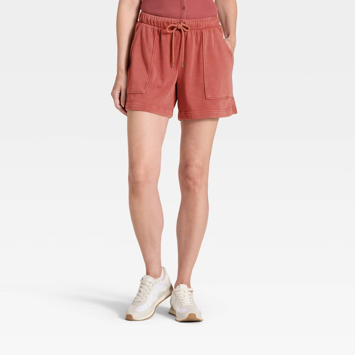 Women's Mid-Thigh Fleece Shorts - Universal Thread™ Rust XL | Target