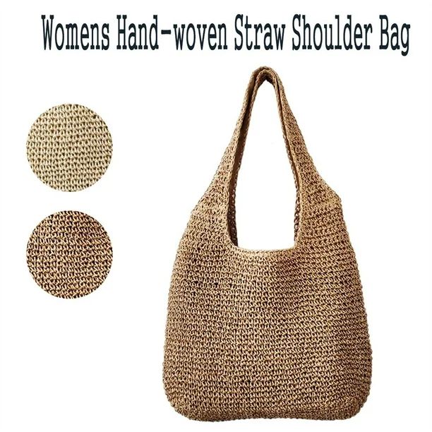 CHUANK Women Straw Woven Shoulder Bags with Zipper Large Handwoven Crochet Bag Vacation Shopping ... | Walmart (CA)