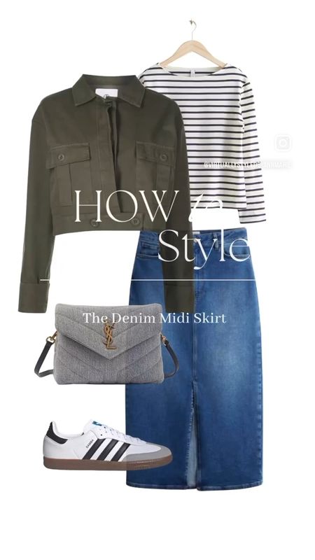 How To Style | inspiration to style a denim midi skirt 

#LTKSeasonal #LTKstyletip