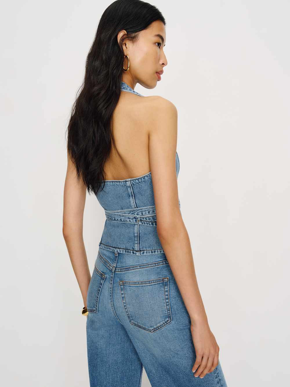 Gaia Denim Halter Top | Reformation (Global)