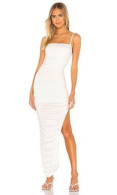 superdown Milani Ruched Maxi Dress in White from Revolve.com | Revolve Clothing (Global)