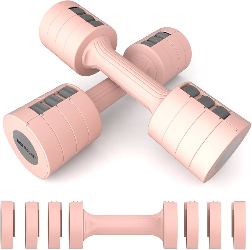 EAST MOUNT Adjustable Dumbbell Set of 2,Hand Weights Sets for Women, 4 Kinds of Weight Adjustment... | Amazon (US)