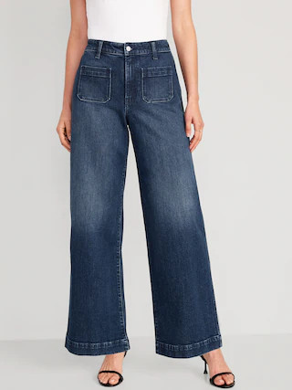 Extra High-Waisted Trouser Wide-Leg Jeans | Old Navy (US)