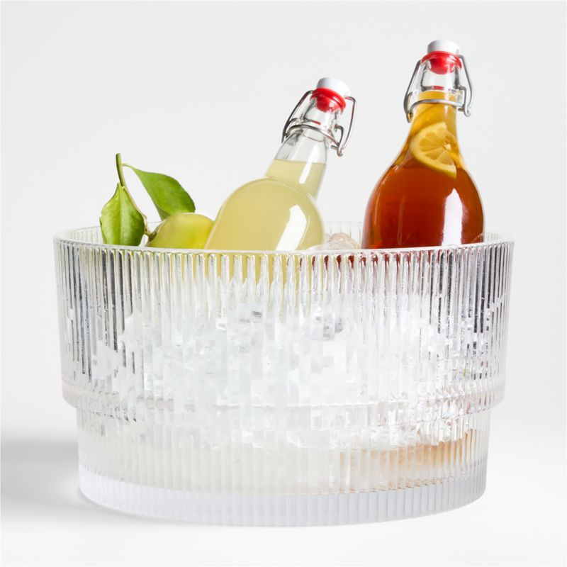 Atwell Ribbed Glass Beverage Tub | Crate & Barrel | Crate & Barrel