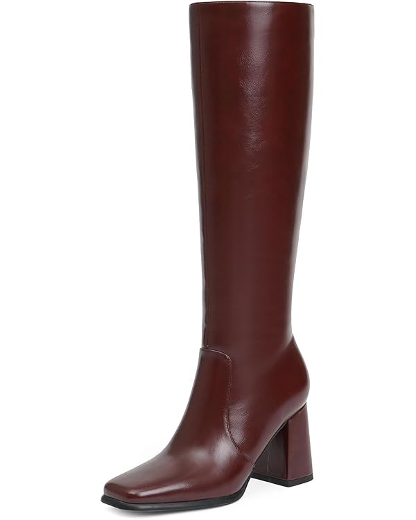 Modatope Knee High Boots Women Chunky Heel Square Toe Heeled Tall Boot for Women Fashion Side Zip... | Amazon (US)