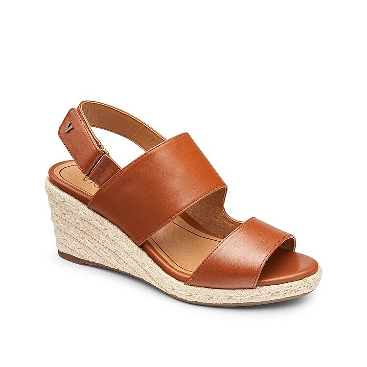 Vionic Brooke Espadrille Wedge Sandal - Women's - Cognac - Size 8.5 - Espadrille Slingback Wedge | DSW