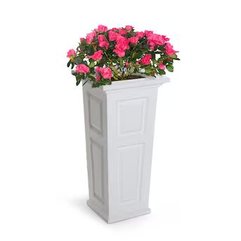 Mayne 15.5-in W x 32-in H White Resin Traditional Indoor/Outdoor Planter | Lowe's