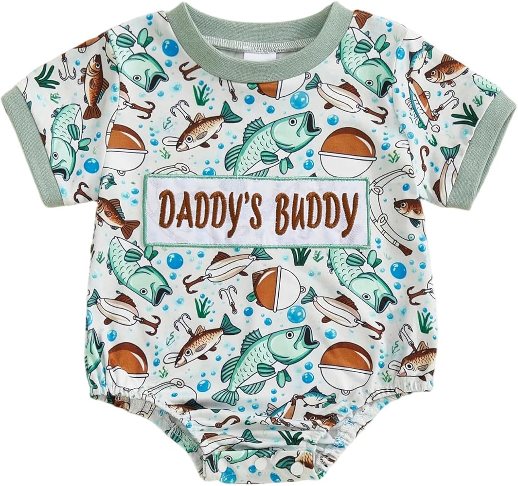 Newborn Baby Boy Girl Romper Funny Letter Embroidery Short Sleeve Round Neck Bodysuit Cute Infant... | Amazon (US)