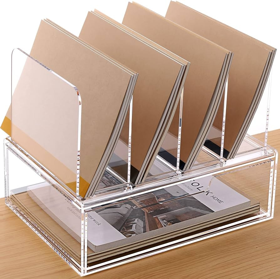 Desk Organizers and Accessories, Acrylic Desk Organizer with Drawer, Office Supplies Organization... | Amazon (US)