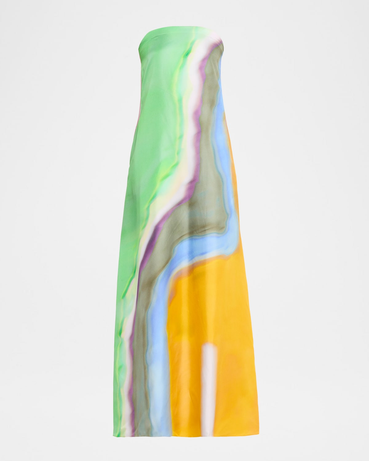 Long Aura Silk Strapless Dress | Neiman Marcus