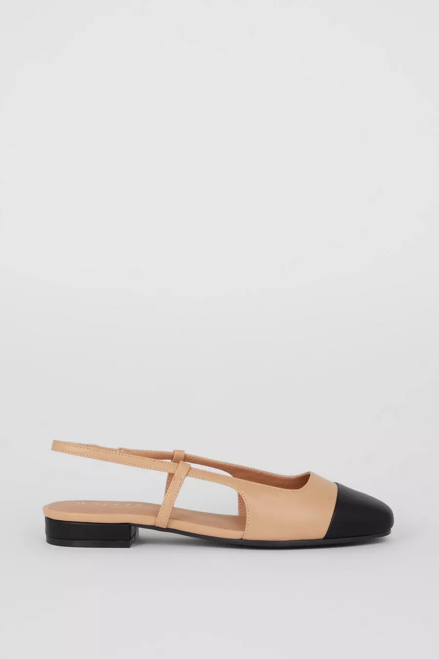 Wide Fit Penelope Slingback Toe Cap Detail Flat Pumps | Wallis UK