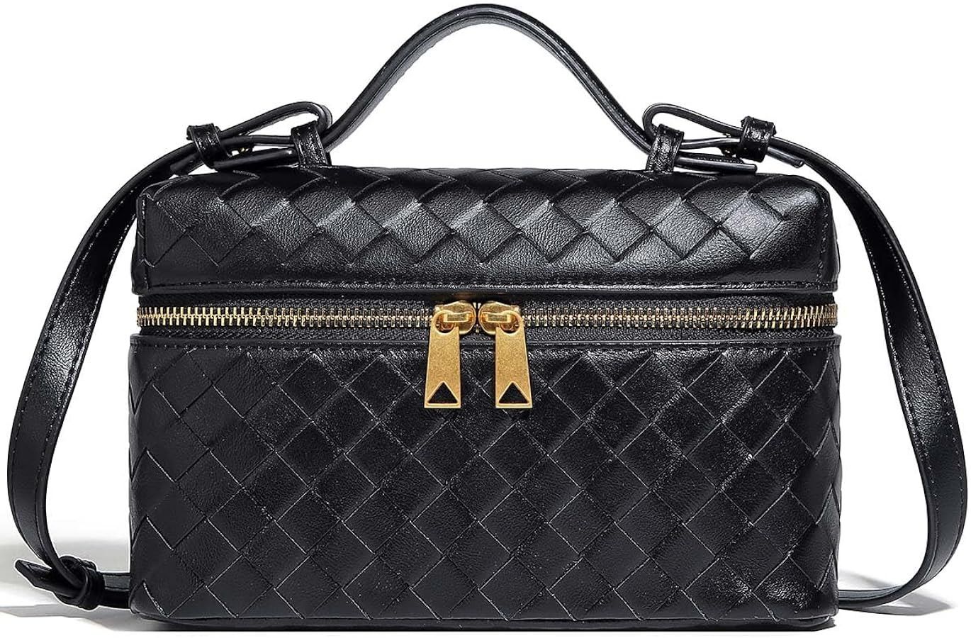 Trendy Woven Crossbody Purse Bag for Women Cute Shoulder Bag Square Box Bags Mini PU Leather Top ... | Amazon (US)