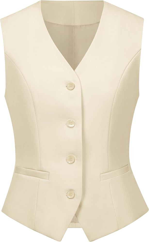 V VOCNI Women's Fully Lined 4 Button Dressy Suit Vest Waistcoat | Amazon (US)
