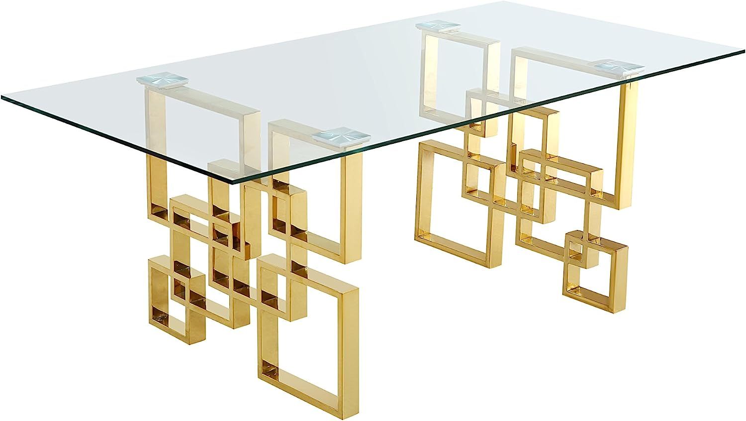 Meridian Furniture 714-T Pierre Collection Modern | Contemporary Square Glass Dining Table with S... | Amazon (US)
