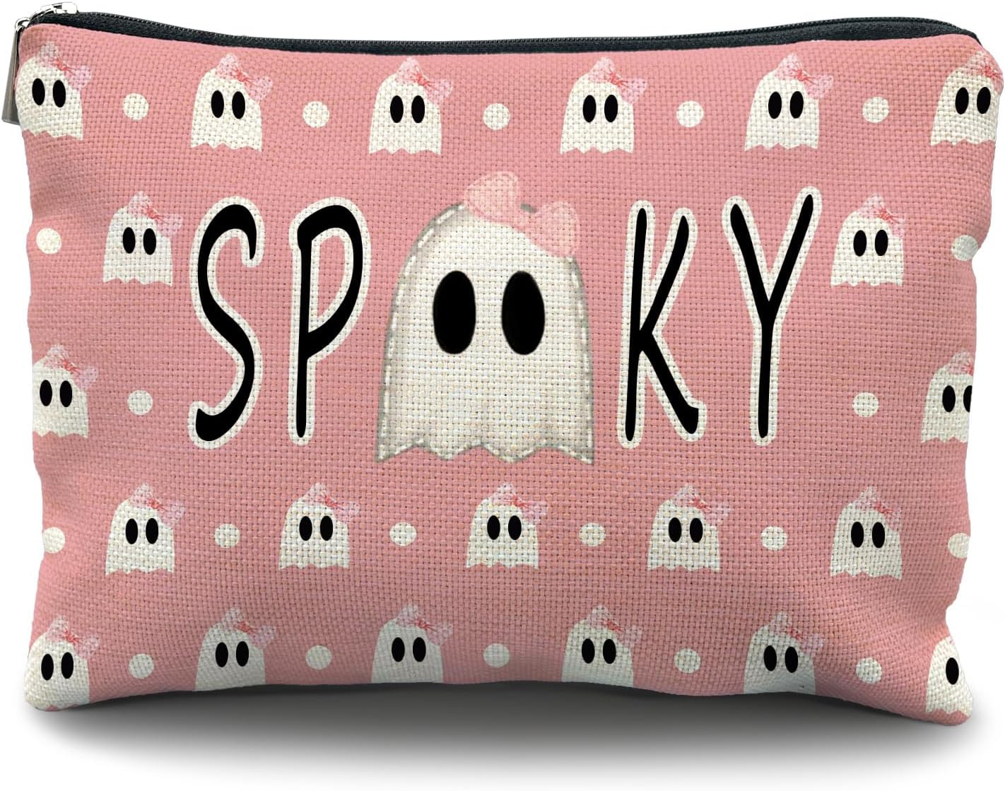 Pink Bow Spooky Makeup Bag - Halloween Cosmetic Bag for Women, Perfect Gifts for Spooky Occasions | Amazon (US)