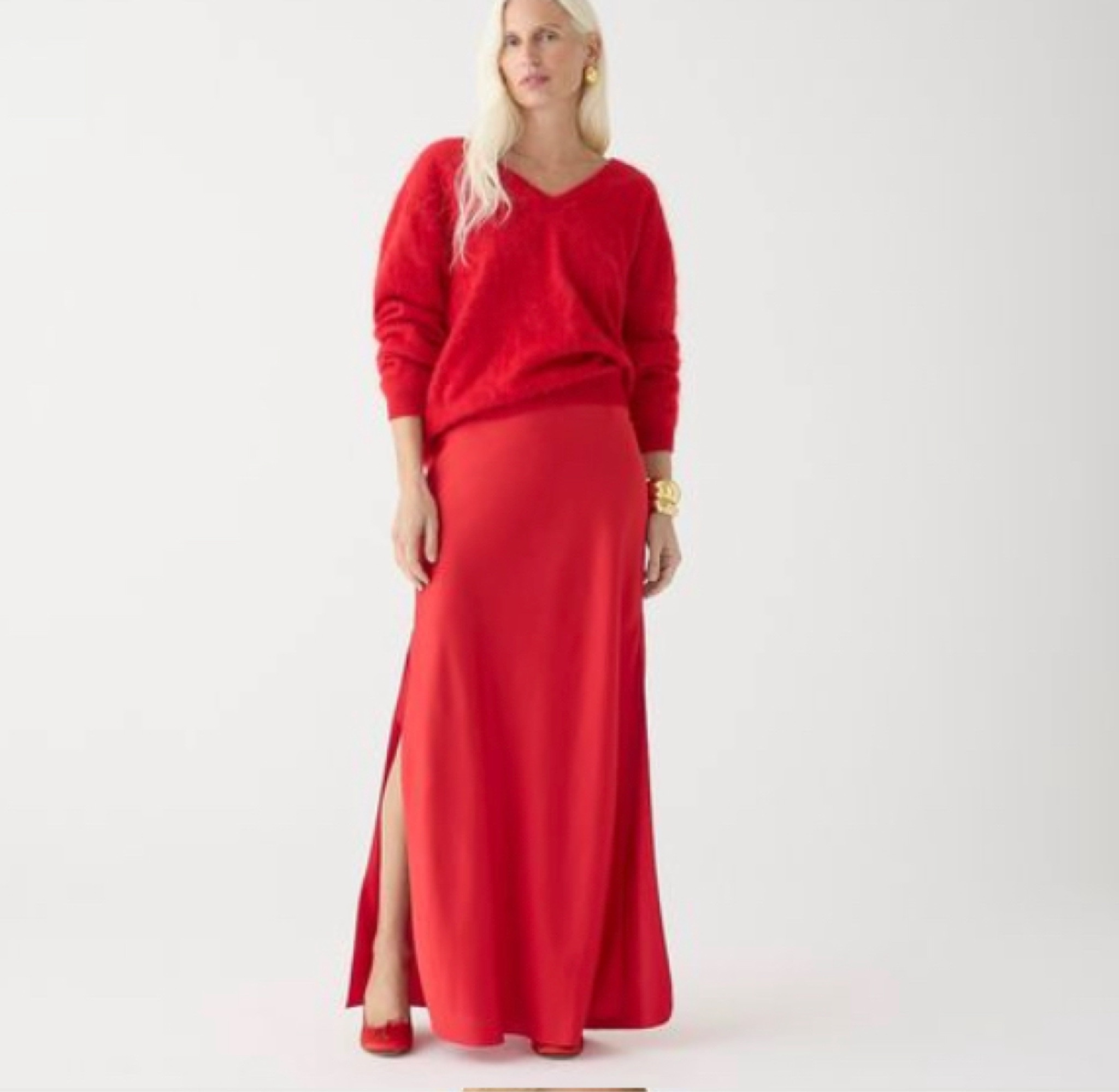 Holiday outfit red slip skirt red sweater Christmas holiday party 

#LTKparties #LTKstyletip #LTKSeasonal