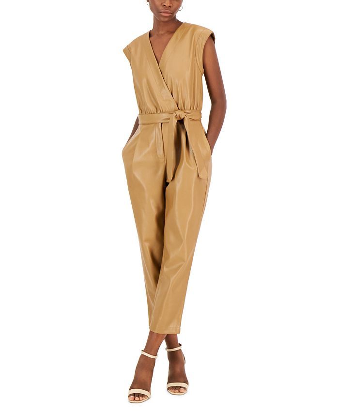 INC International Concepts Women's Faux-Leather Jumpsuit, Created for Macy's & Reviews - Women - ... | Macys (US)