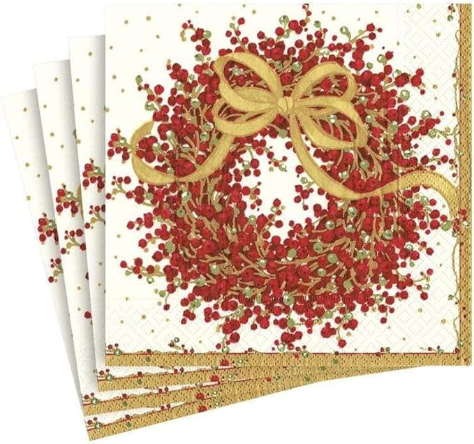 Caspari Entertaining Pepper Berry Cocktail Napkins, Red, 20-Pack | Amazon (US)