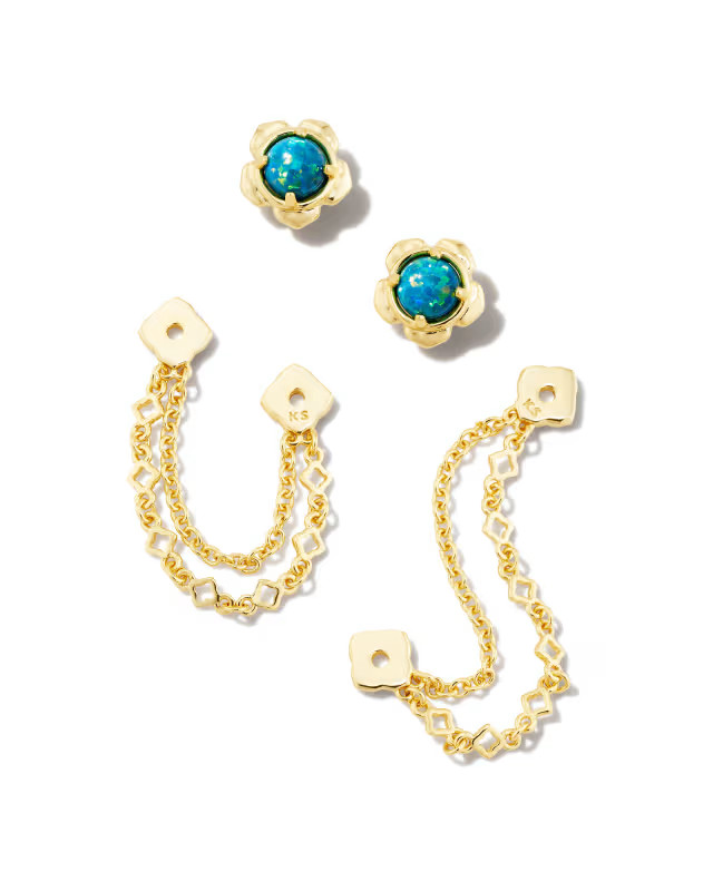 Susie Convertible Gold Ear Jacket Earrings in Marine Kyocera Opal | Kendra Scott