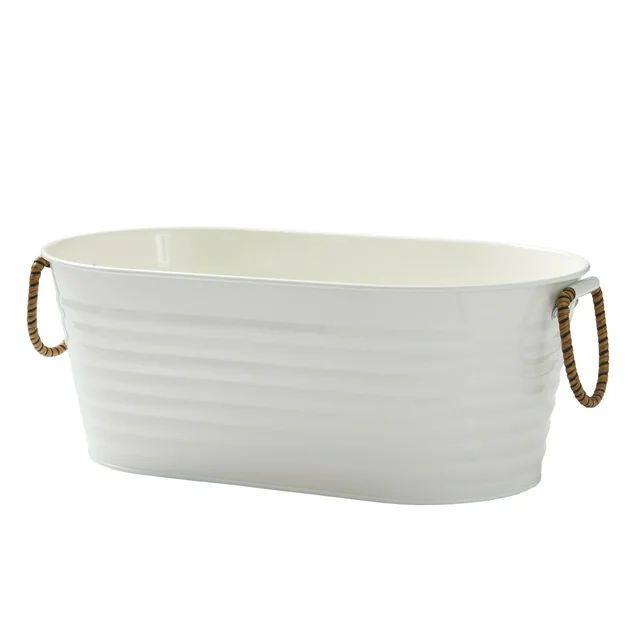 Better Homes & Gardens - Vanilla White Galvanized Small Oval Tub BH25100135197B3, 15.86 in L x 9.... | Walmart (US)