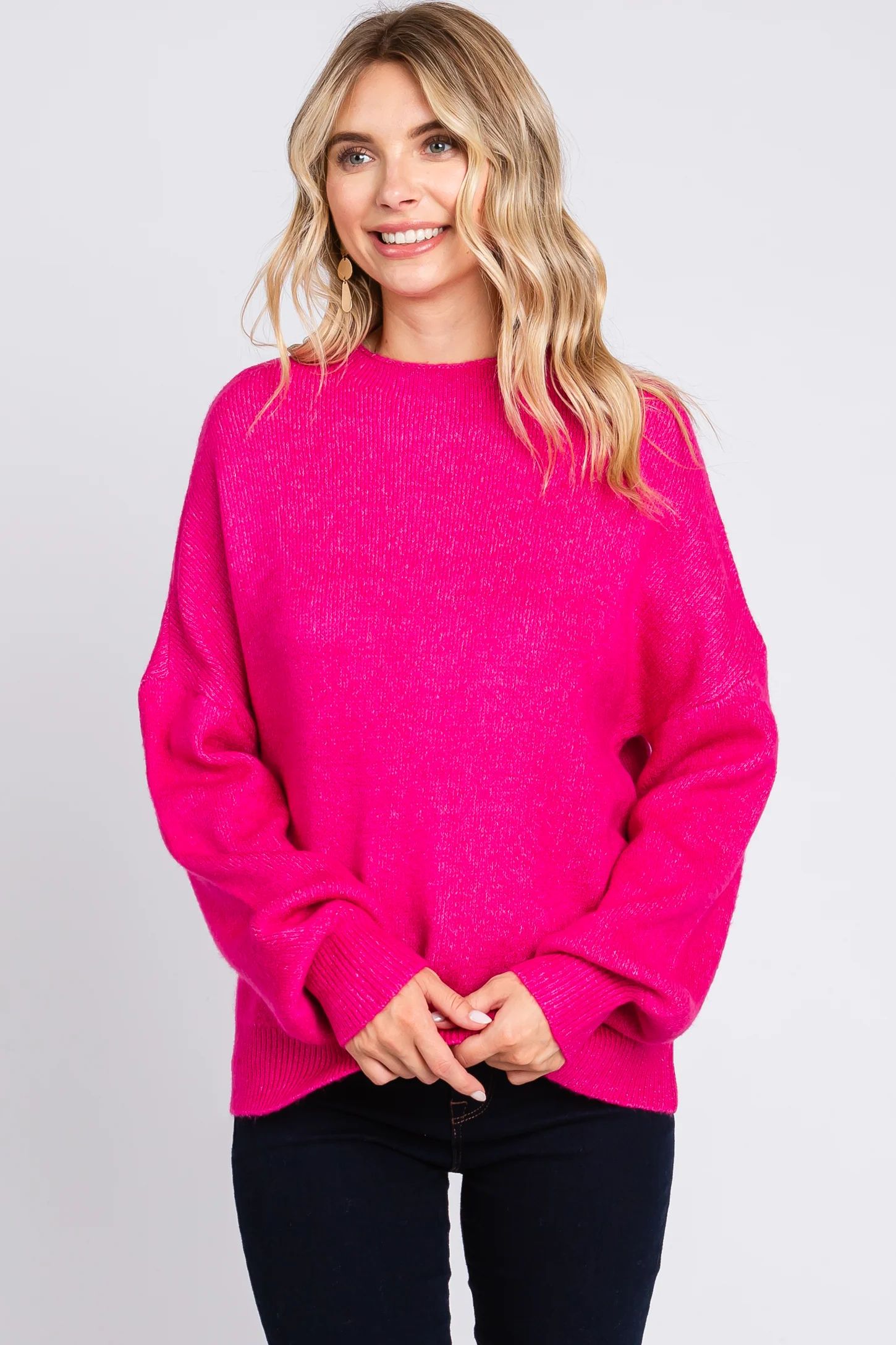 Fuchsia Bubble Sleeve Sweater | PinkBlush Maternity