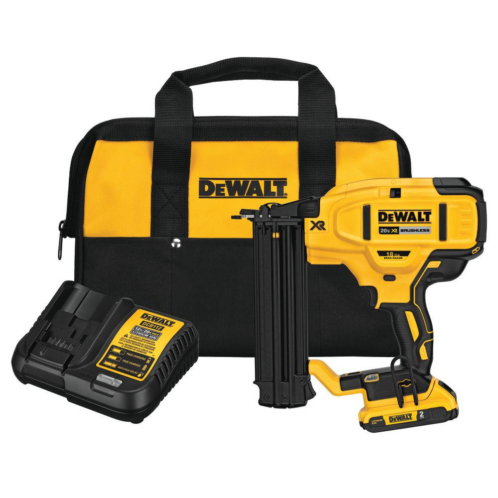 DEWALT 20-Volt Max Lithium-Ion 18-Gauge Cordless Brad Nailer Kit | The Home Depot