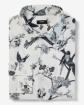 Extra Slim Floral Bird Stretch Modern Tech 1mx Dress Shirt | Express