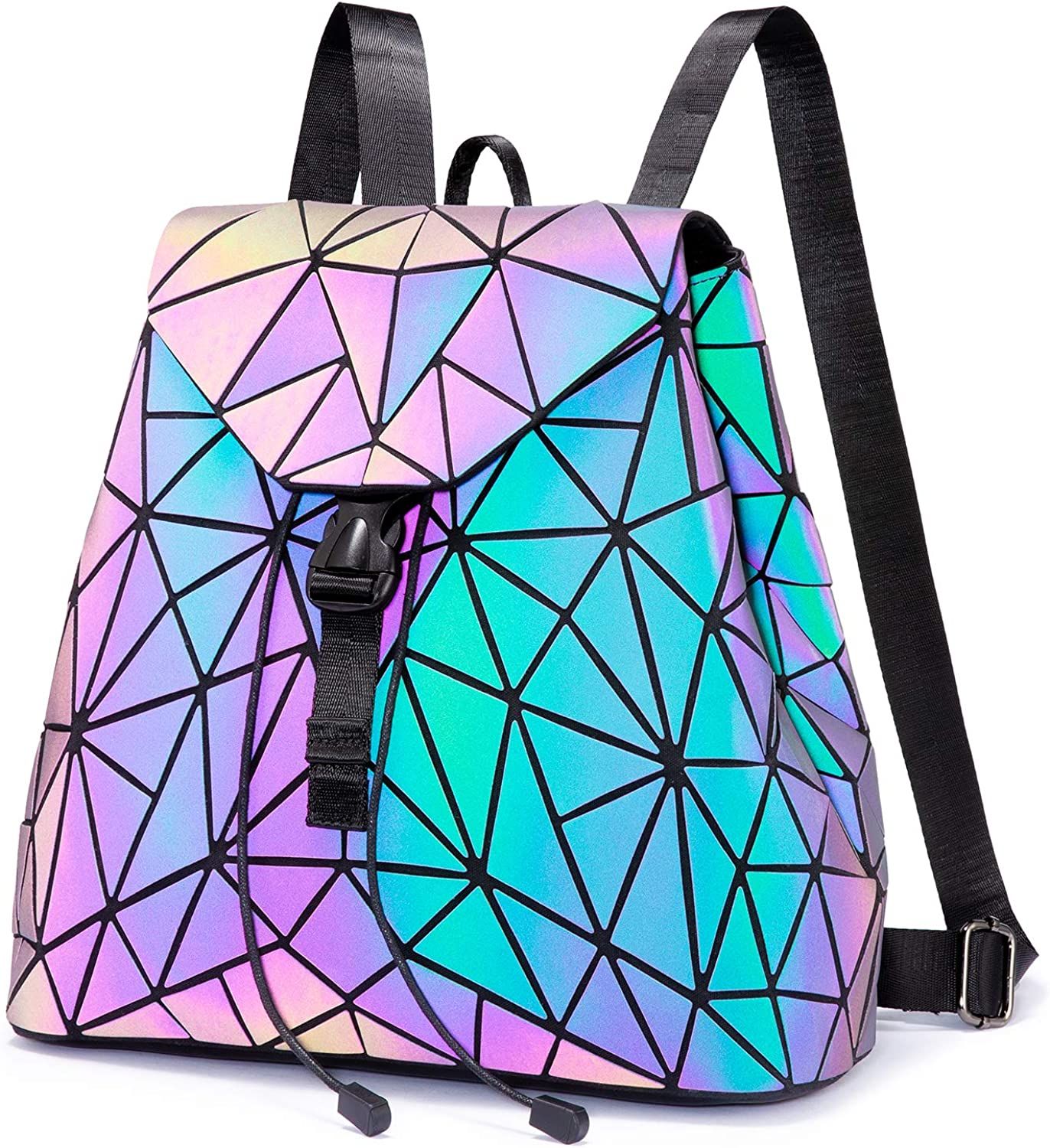 Geometric Luminous Purses and Handbags for Women Holographic Reflective Bag Backpack Wallet Clutc... | Amazon (US)
