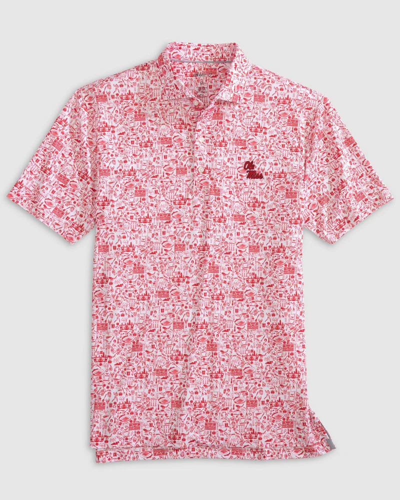 Ole Miss Tailgater Printed Jersey Performance Polo - Stacked Logo | johnnie O