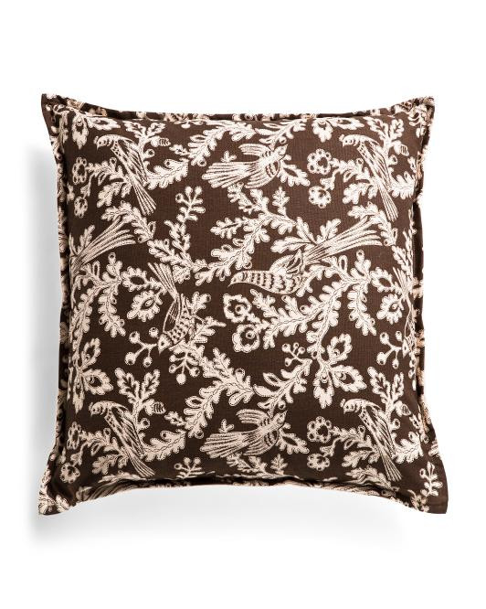 Made In Usa 22x22 Floral Bird Print Pillow | TJ Maxx