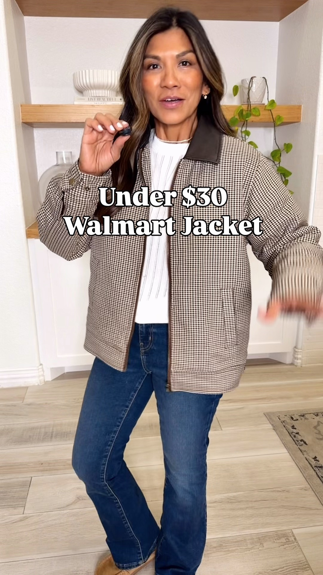 I’m 5’2” 118#ish for reference 
Jacket in small ai could prolly  size down.
White top in small.
Jeans tts in size 2 short length.
Shoes tts.
Check out other Walmart fall finds.

#LTKOver40 #LTKPetite