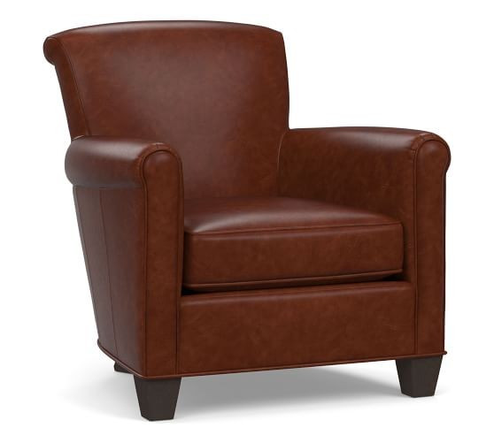 Irving Roll Arm Leather Armchair | Pottery Barn (US)