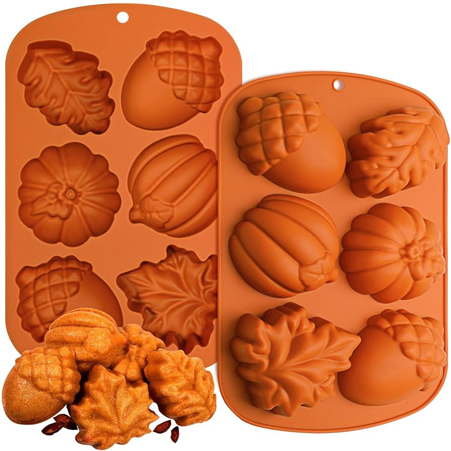 Webake Fall Silicone Molds Harvest Cake Pan, 3D Maple Leaf Acorn Pumpkin Mold for Autumn Treats, ... | Amazon (US)