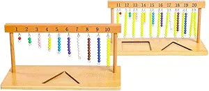 Kghios Montessori Math Toys Materials for Toddlers 1-20 Beaded Hanger Color Bead Stairs with Bead... | Amazon (US)