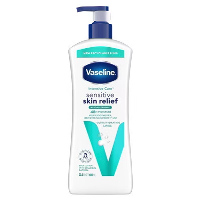 Vaseline Intensive Care 48-Hour Moisture Hypoallergenic Sensitive Skin Relief Pump Body Lotion Unscented - 20.3 fl oz | Target