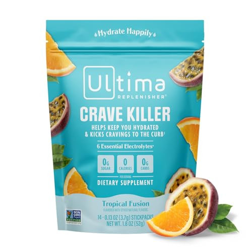 Ultima Replenisher Crave Killer Supplement and Electrolytes Powder – Tropical Fusion, 14 Stickpacks – Hydration Packets That Kick Cravings to The Curb | Amazon (US)