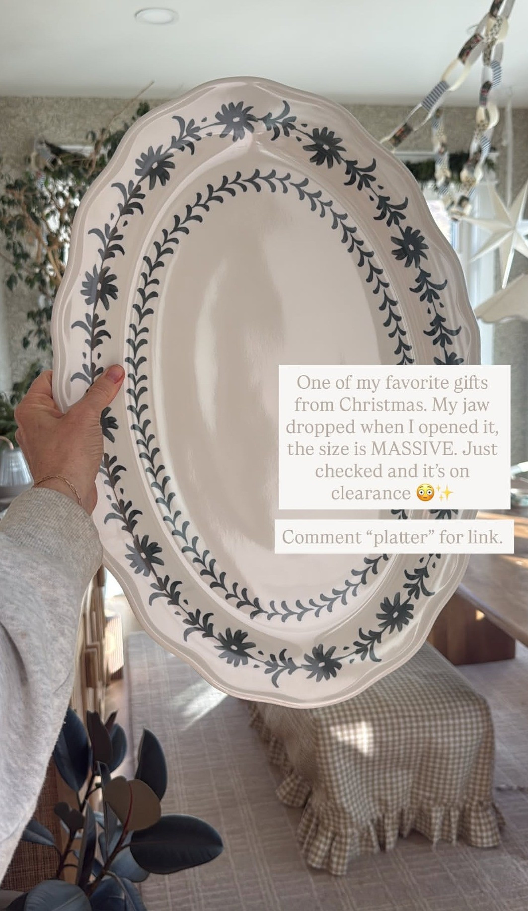 I got this platter as a Christmas present and my jaw dropped opening it. Beautiful details and it's MASSIVE. And even better, you can grab it on clearance!  

 #LTKHome #LTKSaleAlert #LTKFindsUnder50
