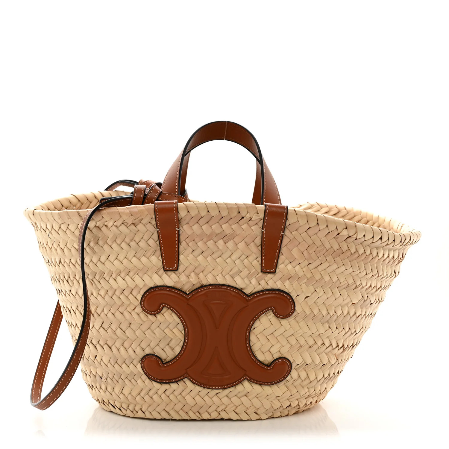 Celine Raffia Calfskin Triomphe Teen Panier Tan 1888654 | FASHIONPHILE (US)