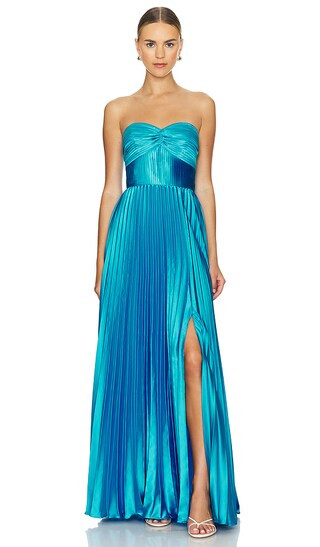 Stef Pleated Gown in Adonis Blue | Revolve Clothing (Global)
