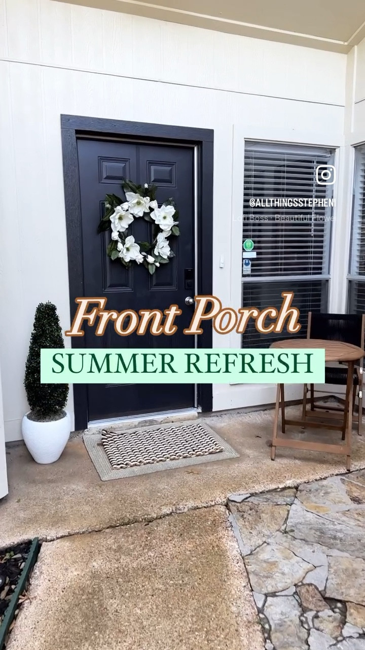 Simple Front Porch Decor✨ 

Looking to refresh your home? Adding warm or soft tones to your front door and greenery will bring a modern aesthetic feeling to your home! 

#design #patiodecor #summerdecor 

#LTKHome #LTKSeasonal #LTKStyleTip