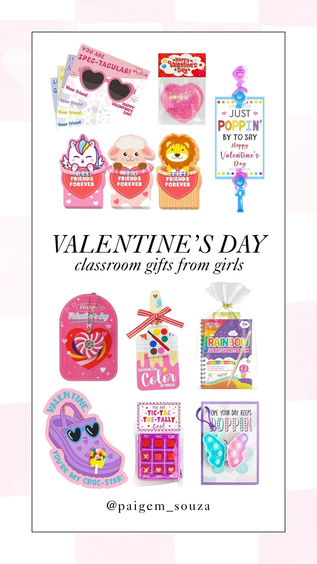 Valentine's Day classroom gifts from girls 💘 Class party, candy-free gifts, Amazon finds, affordable supplies, gift ideas, girls, boys, kids, art, crafts, crocs, sunglasses, toys, popper, school party. 

 #LTKSeasonal #LTKFindsUnder50 #LTKKids