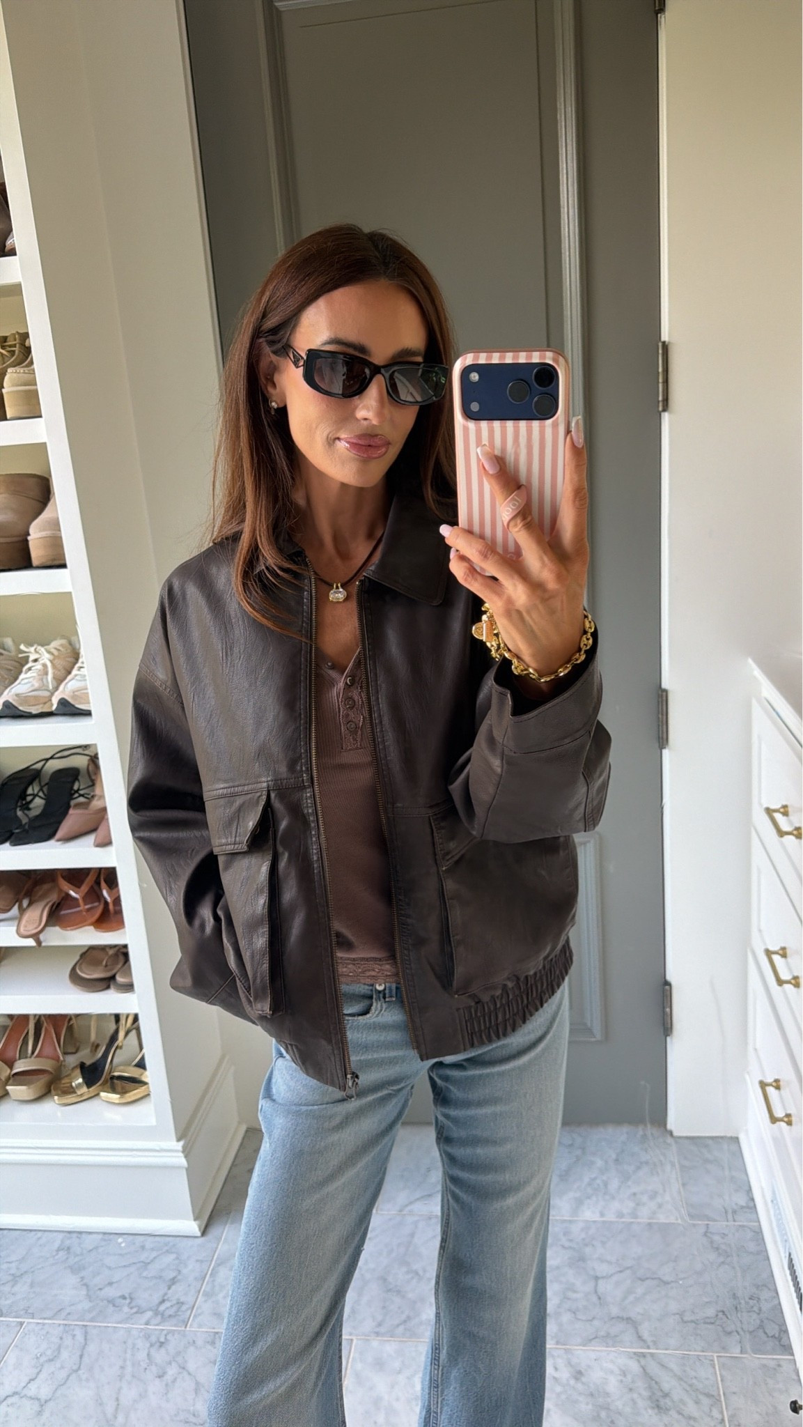 Oversized bomber Jacket - small
Top - small
Jeans - 25
Shoes - went up a half size 
All on sale for the Nordstrom sale. #nsale