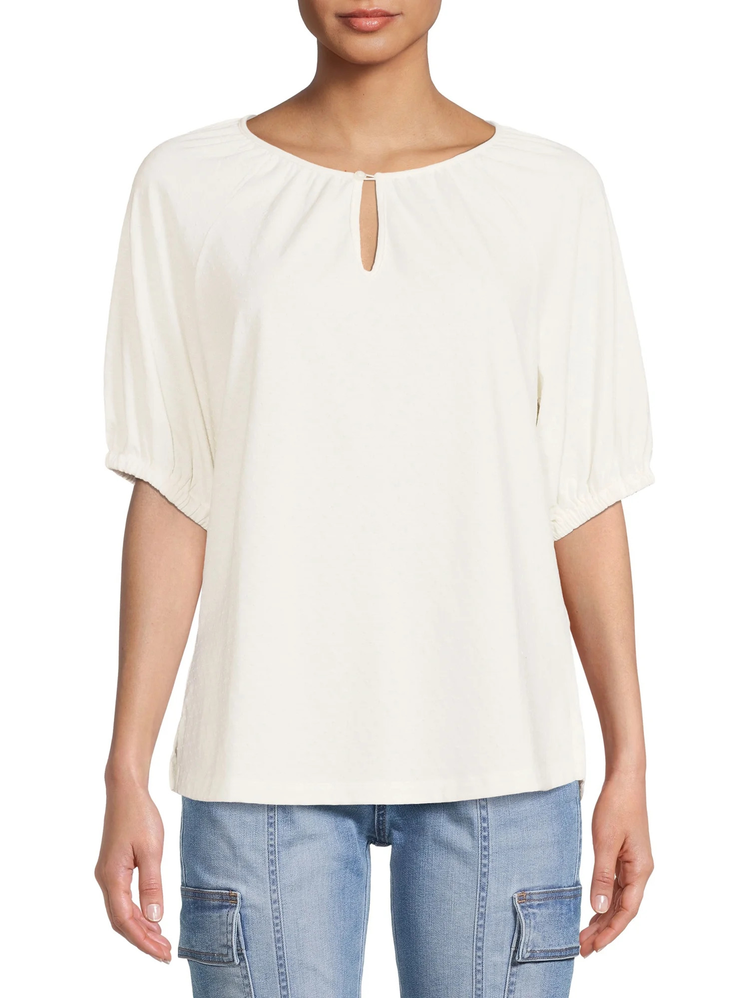 Time and Tru Women's Raglan Sleeve Blouson Top | Walmart (US)