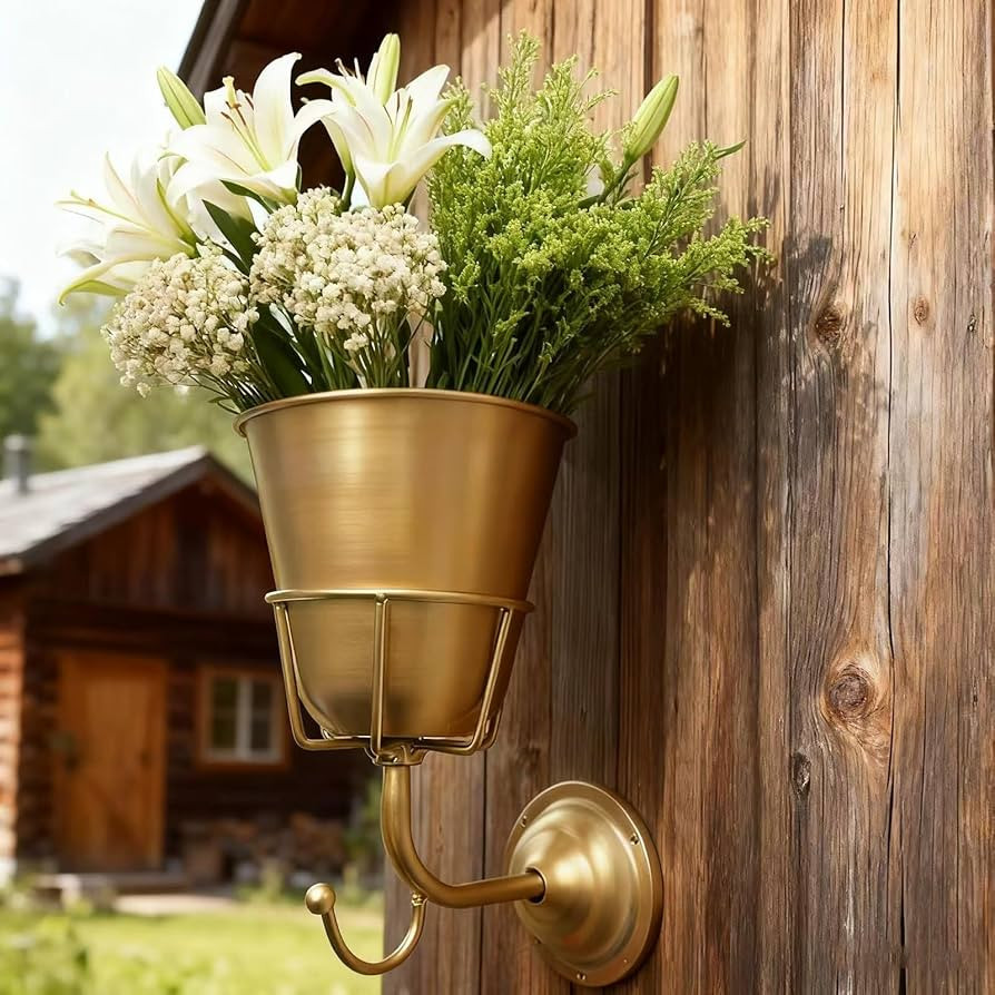 Handcrafted Opal Wall Vessel,Vintage Brass Container Vase, Versatile Hanging Organizer,Wall Vesse... | Amazon (US)