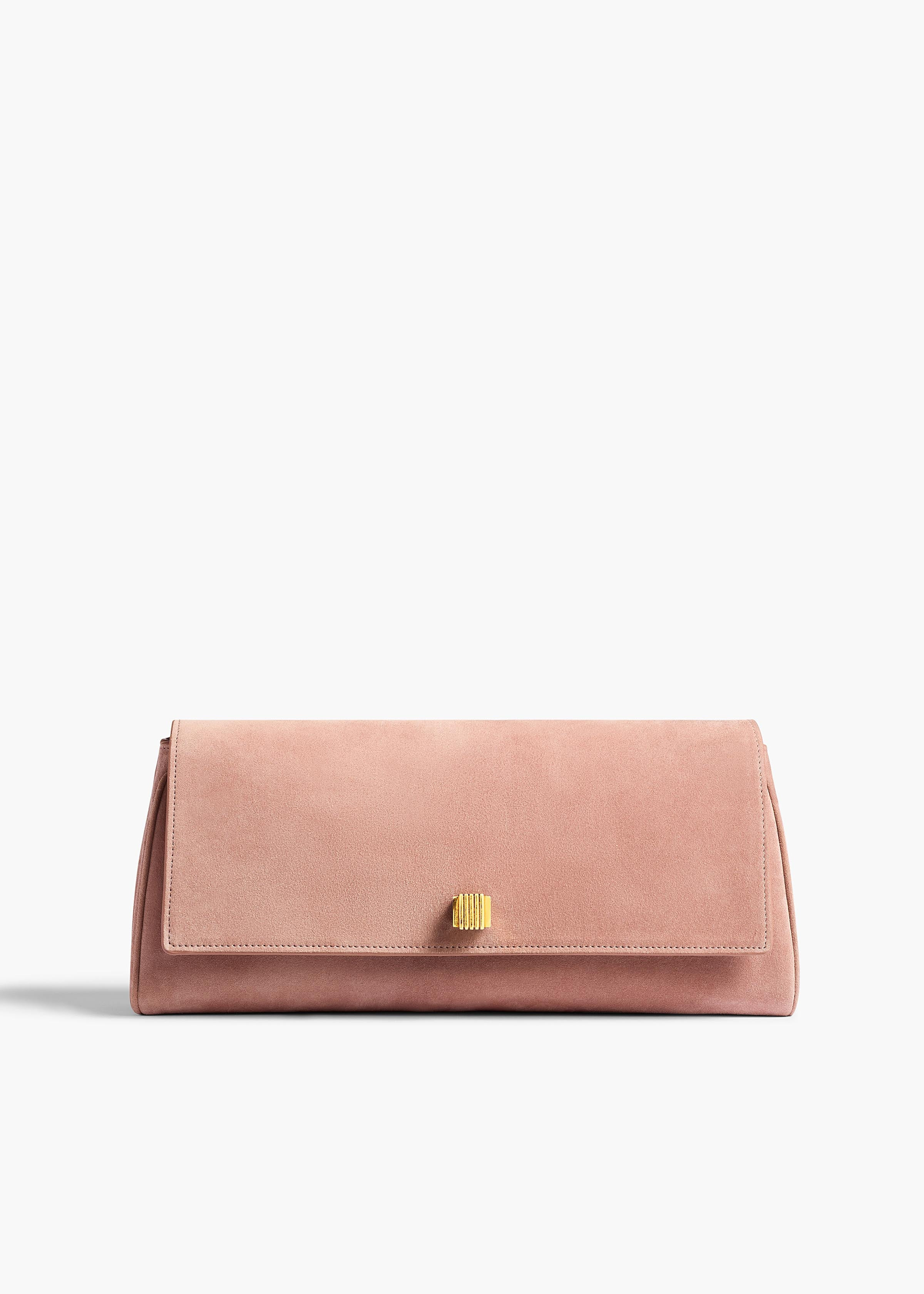 KHAITE - Audrey Clutch In Dusty Pink Suede | Khaite